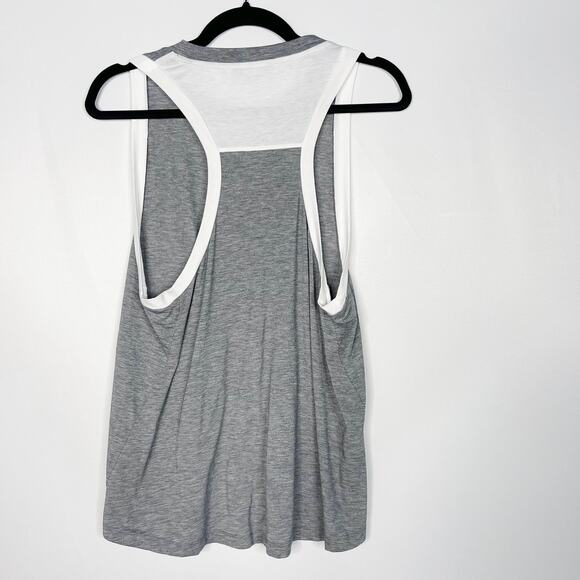 Athleta Small S Heather Gray White Colorblock Racerback Tank Top Crew Neck - Picture 2 of 7